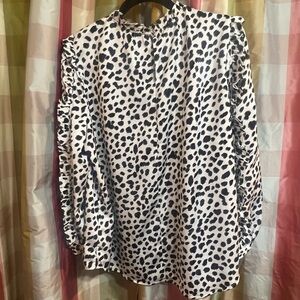 Black and White Animal Print J Crew Blouse Size Large